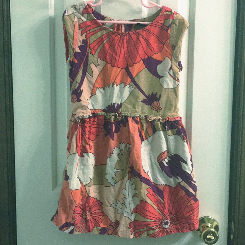Corduroy floral girls dress